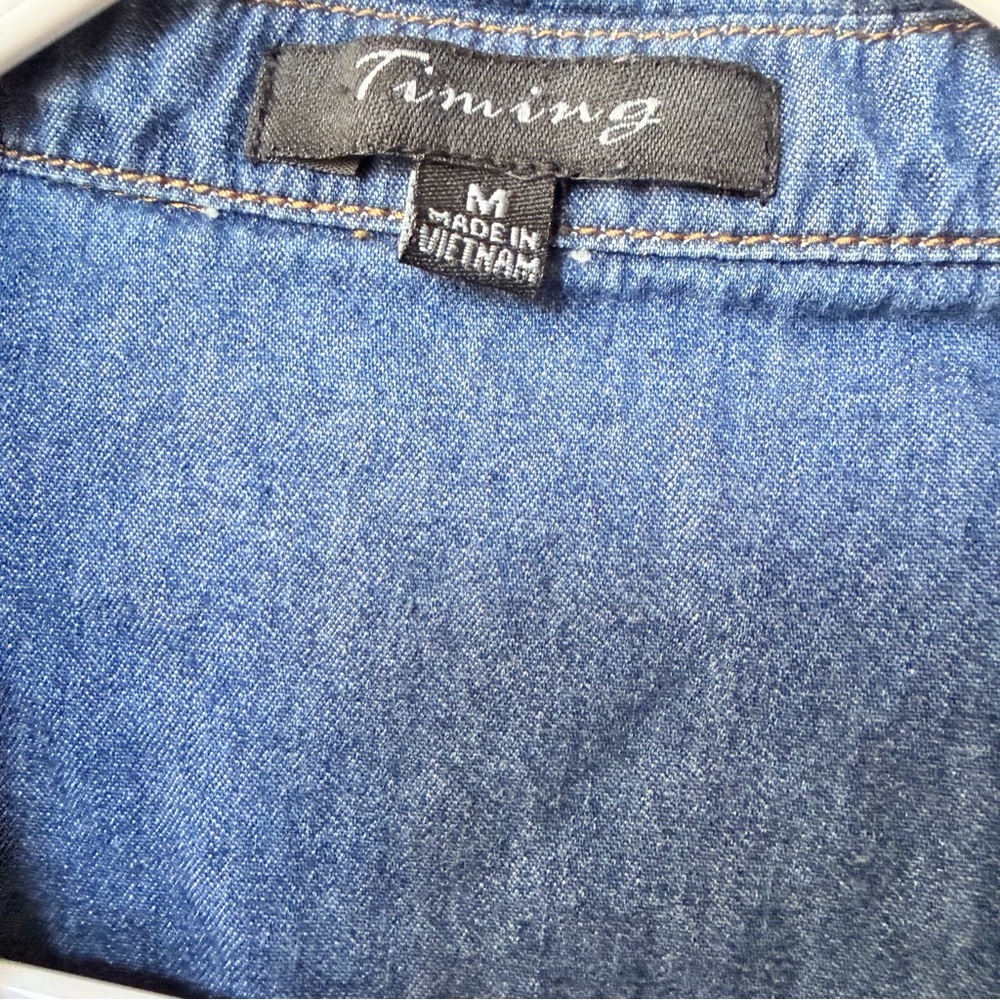 Timing Women’s Classic Blue Button-Up Denim Shirt Dress, Medium - Picture 2 of 8